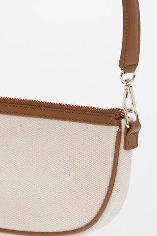 Borsa a Spalla in Canvas con Rifiniture in Pelle