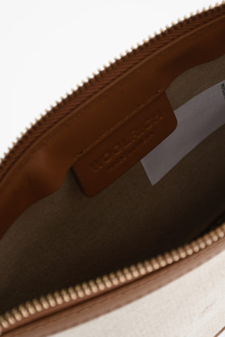 Borsa a Spalla in Canvas con Rifiniture in Pelle