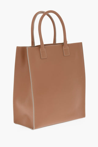 Solid-Color Leather Tote Bag