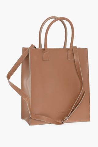 Solid-Color Leather Tote Bag