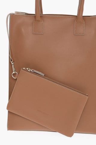 Solid-Color Leather Tote Bag