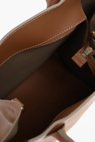 Solid-Color Leather Tote Bag