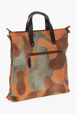 Camouflage Tote Bag with Leather Handles