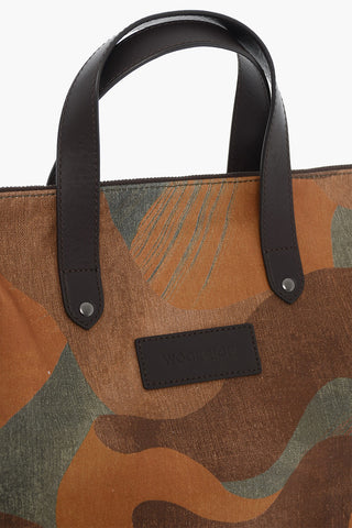 Camouflage Tote Bag with Leather Handles