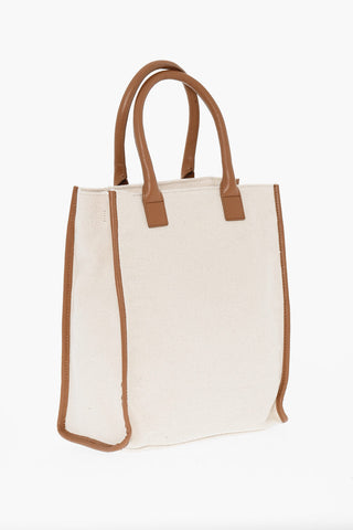 Canvas Tote Bag with Leather Trims