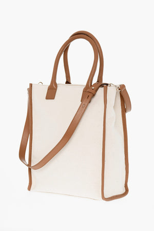 Canvas Tote Bag with Leather Trims