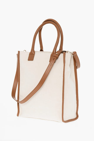 Tote-Bag aus Canvas mit Lederbesätzen