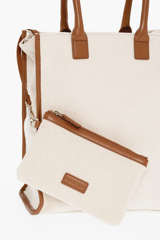 Tote-Bag aus Canvas mit Lederbesätzen