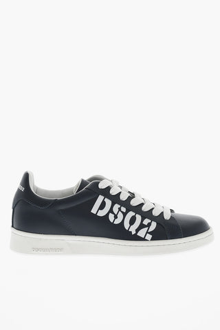 Leather Low-Top Sneakers BOXER with Printed Logo