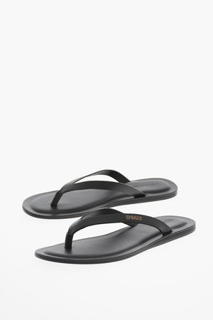 Leather Solid-Color Flip-Flops
