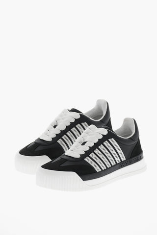 Leather Low Top Sneakers with Contrasting Details