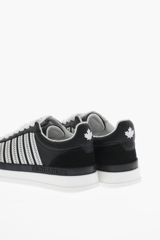 Leather Low Top Sneakers with Contrasting Details