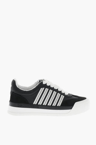 Leather Low Top Sneakers with Contrasting Details