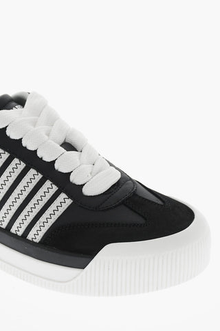 Leather Low Top Sneakers with Contrasting Details