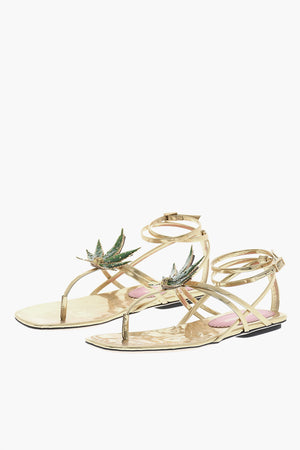 Vegan Leather Thong Sandals MARIJA with Rhinestone-Embellished Detail