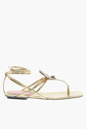 Vegan Leather Thong Sandals MARIJA with Rhinestone-Embellished Detail