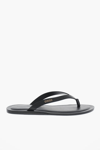 Einfarbige Zehensandalen aus Leder