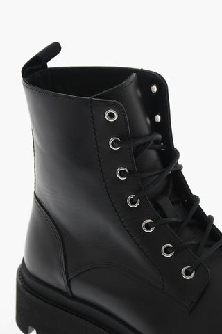 Leather Combat Boots MADE WITH LOVE with Contrasting Logo