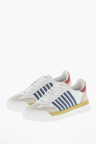 Leather Low Top Sneakers with Contrasting Details