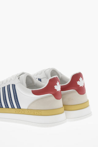 Leather Low Top Sneakers with Contrasting Details