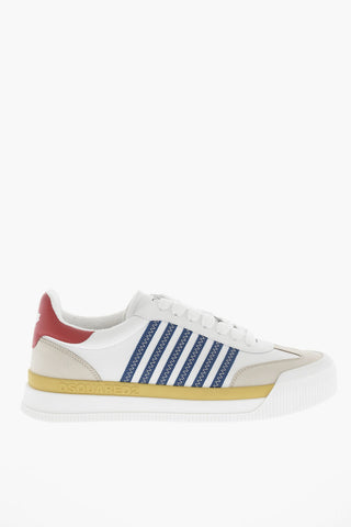 Leather Low Top Sneakers with Contrasting Details
