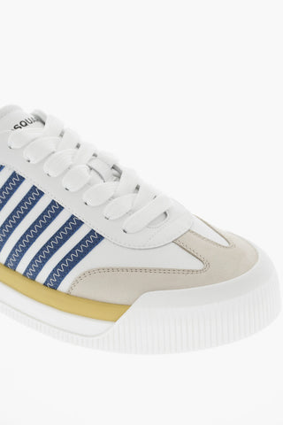 Leather Low Top Sneakers with Contrasting Details