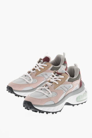 Low-Top-Sneaker BUBBLE aus Leder und Stoff