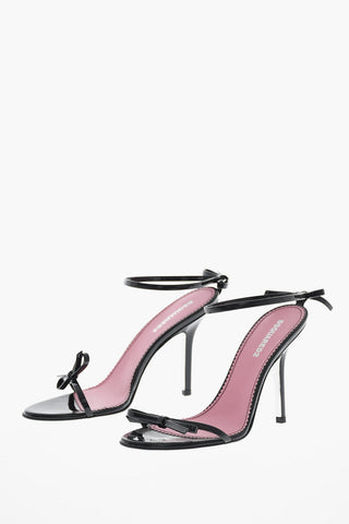 Riemchensandalen Aus Lackleder Mit Schleife Und 10cm Absatz