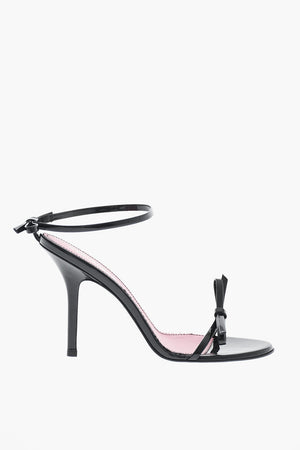 Patent Leather Ankle-Strap Sandals with Bow and 10cm Heel