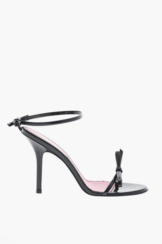 Riemchensandalen Aus Lackleder Mit Schleife Und 10cm Absatz
