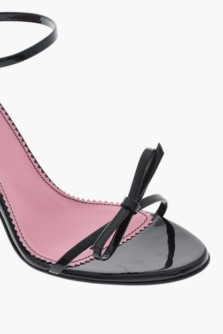 Riemchensandalen Aus Lackleder Mit Schleife Und 10cm Absatz