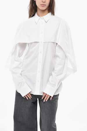 Poplin Blouse with Cape Sleeves