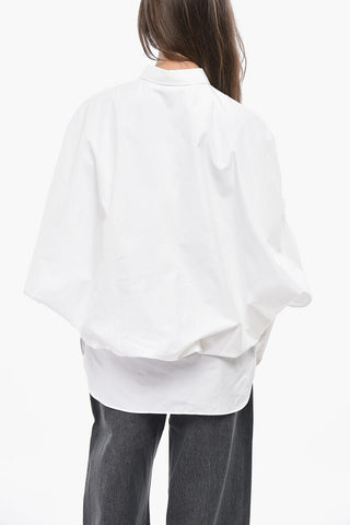 Bluse aus Popeline mit Cape-Ärmeln