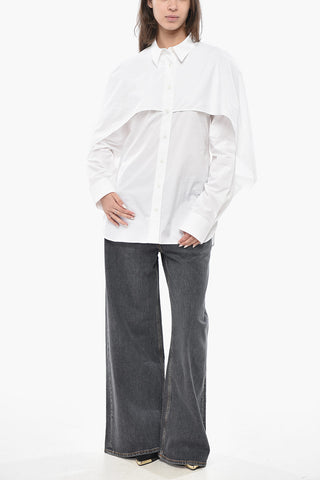 Bluse aus Popeline mit Cape-Ärmeln