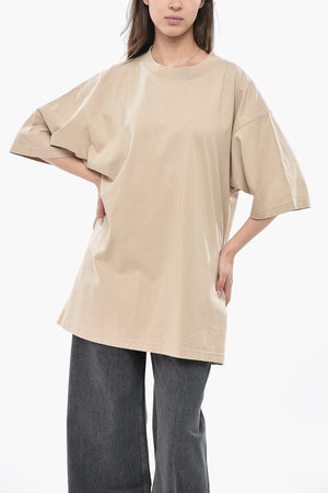 Oversized Cotton T-Shirt with Rhinestone Logo