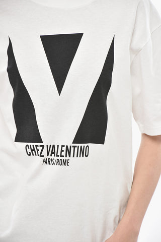 Baumwoll-T-Shirt mit Rundhalsausschnitt CHEZ VALENTINO mit gedrucktem Logo
