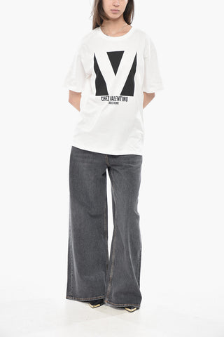 Baumwoll-T-Shirt mit Rundhalsausschnitt CHEZ VALENTINO mit gedrucktem Logo