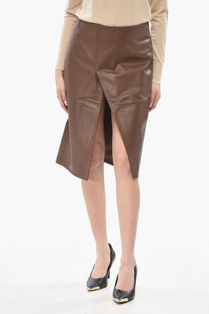 Leather Skirt EKARE with Front Slit