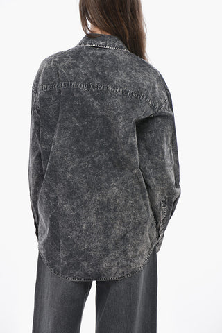 Acid-Wash-Baumwollhemd mit Brusttasche