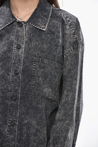 Acid-Wash-Baumwollhemd mit Brusttasche