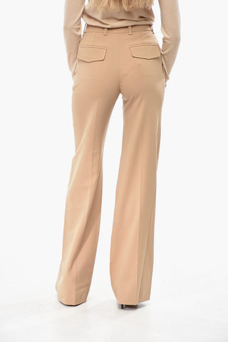 Pantaloni Palazzo in Misto Lana con Pince Frontale