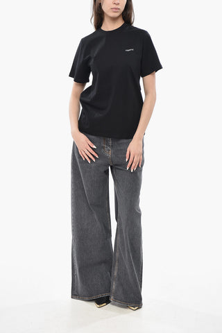 Cotton Crewneck T-Shirt with Printed Logo