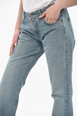 Bootcut Cotton Jeans with 22cm Frayed Waist