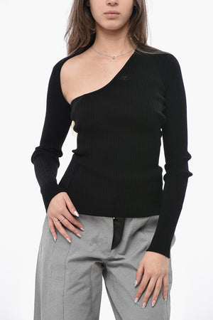 Maglia SLASH a Costine con Scollatura Trasversale