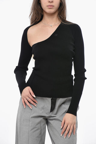 Gerippter Pullover SLASH mit schrägem Ausschnitt