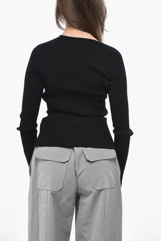 Gerippter Pullover SLASH mit schrägem Ausschnitt