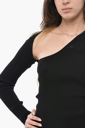 Maglia SLASH a Costine con Scollatura Trasversale