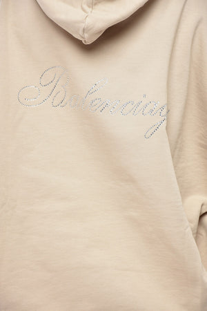 Cotton Hoodie with Rhinestone Logo
