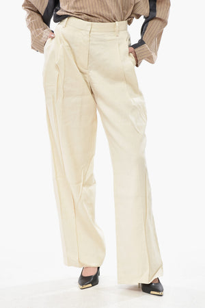 Pantaloni in Misto Lino a 2 Pinces