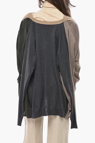 COUTURE! Cardigan in Lana Vergine con Design Doppie Maniche